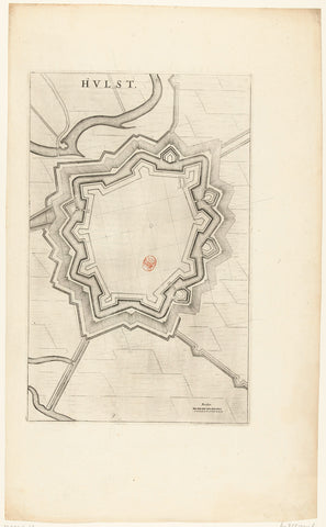 Fortress map of Hulst, 1645, anonymous, 1652 Canvas Print