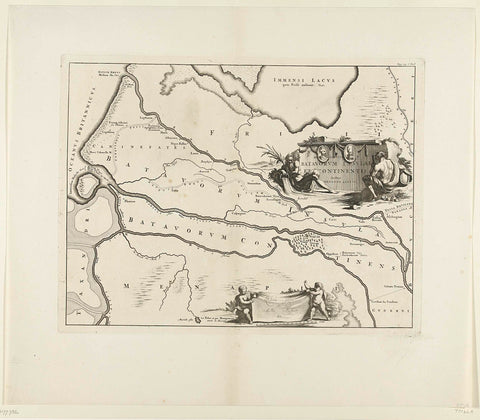 Historical map of the Netherlands with the areas of the Batavians and Frisians, Jan Goeree, 1695 - 1700 Canvas Print