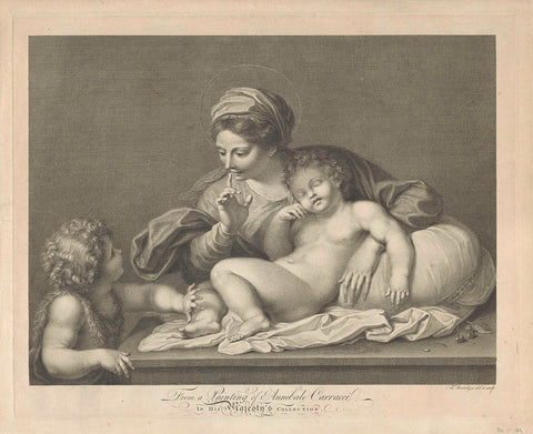 Mary with Child and the Young John the Baptist, Francesco Bartolozzi, 1738 - 1815 Canvas Print