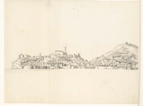 View of the Italian city of Gaeta (left page), anonymous, 1600 - 1699 Canvas Print