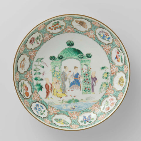 Saucer dish with an image of The Arbor, anonymous, c. 1740 - c. 1760 Canvas Print