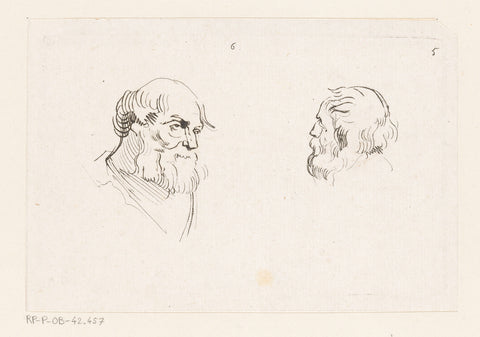 Two heads of men with beards, Anne Claude Philippe Caylus, 1735 Canvas Print