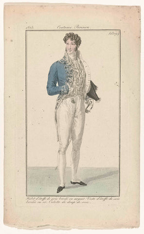 Journal des Dames et des Modes, Costume Parisien, 1825, (2329): Habit d'etoffe de soi (...), anonymous, 1825 Canvas Print