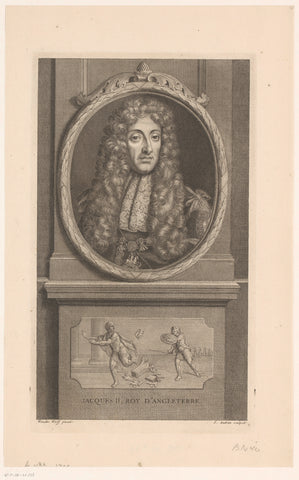 Portret van Jacobus II van Engeland, Jean Audran, 1677 - 1756 Canvas Print