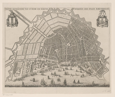 Map of Amsterdam with design for the Fourth Explanation, anonymous, 1726 Canvas Print