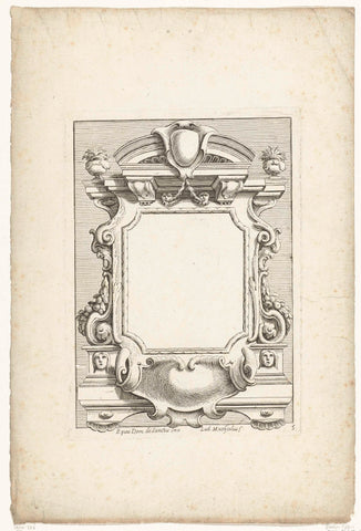 Cartouche with square compartment, Lodovico Mattioli, c. 1670 - c. 1680 Canvas Print