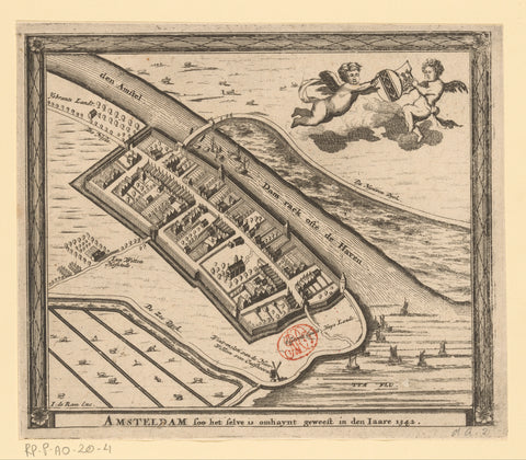 Map of Amsterdam, 1342, anonymous, 1678 - 1680 Canvas Print