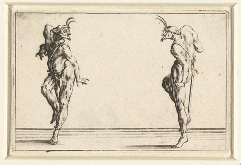 Two dancers, both seen on the left, Jacques Callot, 1621 Canvas Print