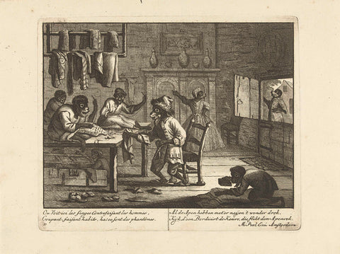 Monkeys as tailors, c. 1720, Matthijs Pool, 1720 Canvas Print