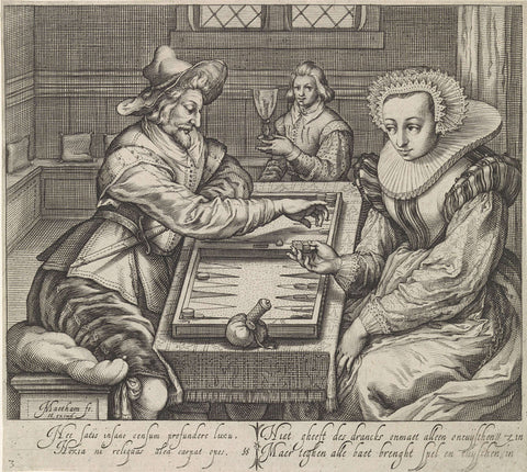 Couple Playing Tric-trac, Jacob Matham, c. 1621 Canvas Print