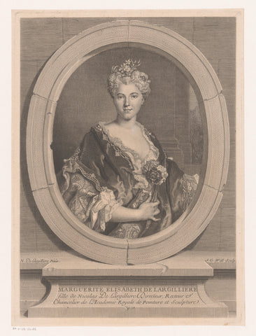 Portrait of Marguerite-Élisabeth de Largillière, Johann Georg Wille, 1738 Canvas Print