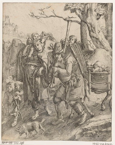 Uilenspiegel: the beggar family, Lucas van Leyden, 1520 - 1570 Canvas Print