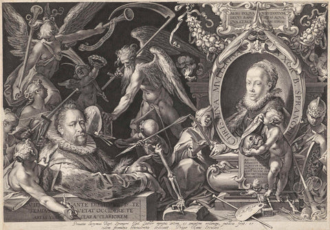 Allegorical portrait of Bartholomeus Spranger and his wife Christina Muller, Aegidius Sadeler, 1600 Canvas Print