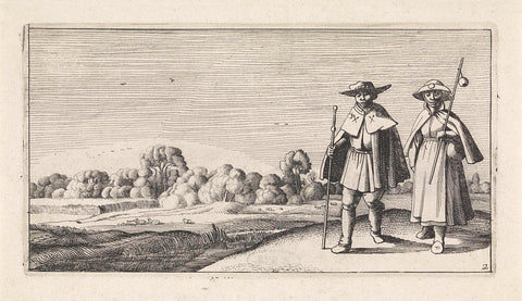 Two Pilgrims in a Landscape, Jan van de Velde (II), 1603 - 1652 Canvas Print