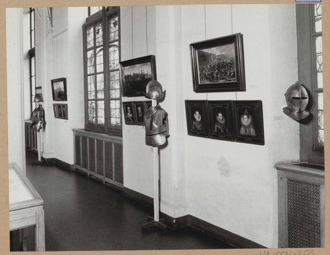 Room 104 seen to the northwest with paintings and parts of armour, 1963 Canvas Print