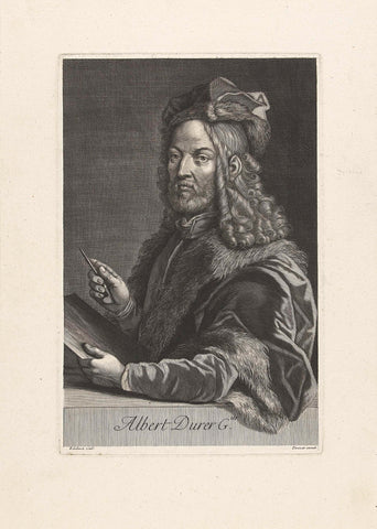 Portrait of Albrecht Dürer, Gerard Edelinck, 1673 - 1707 Canvas Print