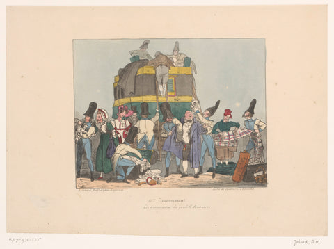 Customs officers inspect passenger belongings, Joseph Ambroise Jobard, after 1826 Canvas Print