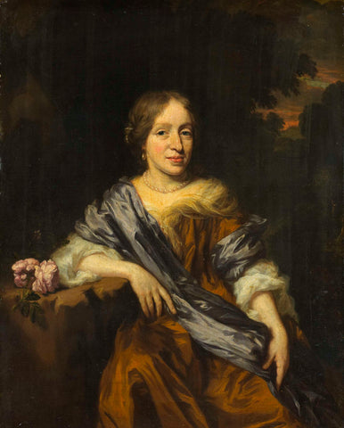 Portrait of Catharina Pottey, Sister of Willem and Sara Pottey, Nicolaes Maes, 1661 - 1693 Canvas Print