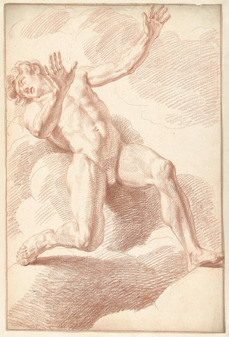 Male nude, receding, Louis Fabritius Dubourg, 1725 Canvas Print