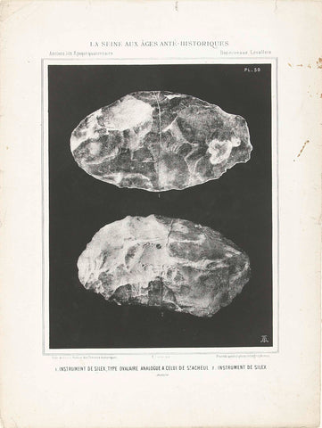 Two prehistoric flints, found in the catchment area of the Seine, anonymous, 1869 Canvas Print