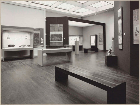 Room with various objects in display cases, at the back of a covered room, c. 1978 - c. 1979 Canvas Print