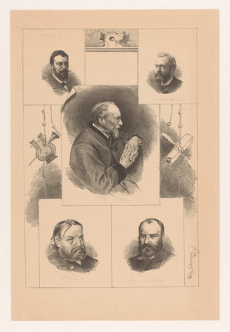 Five man portraits, Willem Steelink (II), in or before 1887 Canvas Print