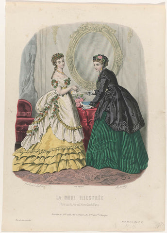 La Mode Illustrée, 1869, No. 10: Toilettes de Mme Breant-Castel (...), Huard, 1869 Canvas Print