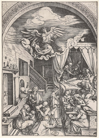 The birth of Maria, Albrecht Dürer, 1501 - 1505 Canvas Print