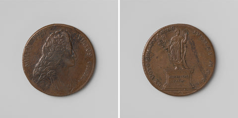 Jubilee 1700 and peace of Rijswijk, calculation medal struck in honor of Maximilian II Emanuel, Elector of Bavaria, Philippe Roëttiers (II), 1700 Canvas Print