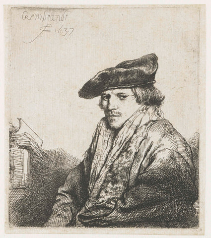 Young man in a velvet cap (Petrus Sylvius?), Rembrandt van Rijn, 1637 Canvas Print