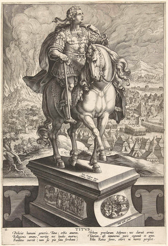 Emperor Titus on horseback, Adriaen Collaert, 1587 - 1589 Canvas Print