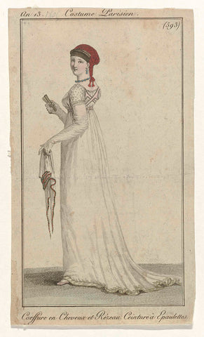 Journal des Dames et des Modes, Costume Parisien, 1 November 1804, Year 13, (593): Coeffure en Cheveux (...), anonymous, 1804 Canvas Print