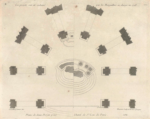 Map of two designs for the altar of the Saint-Leu in Paris, Gabriel Huquier, Juste Aurèle Meissonnier, 1738 - 1749 Canvas Print