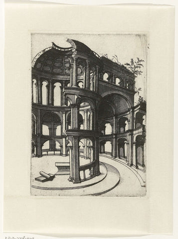 Ruin with round arches and dome, Lambertus Suavius, 1560 Canvas Print