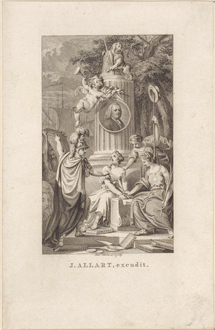 Portrait of Jan Wagenaar with allegorical figures, Reinier Vinkeles (I), 1788 - 1790 Canvas Print