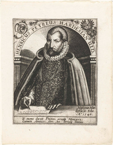 Portret van Heinrich Petreus, Theodor de Bry, c. 1597 - c. 1599 Canvas Print