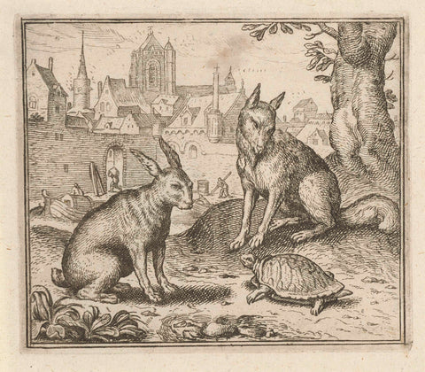 Fable of the turtle and the hare, Aegidius Sadeler, 1608 - 1679 Canvas Print