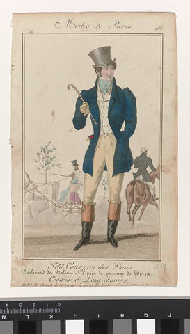 Petit Courrier des Dames, 1827, No. 466 : Habit de cheval (...), anonymous, 1827 Canvas Print