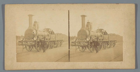 Steam locomotive 322 with machinists, anonymous, 1857 - 1870 Canvas Print