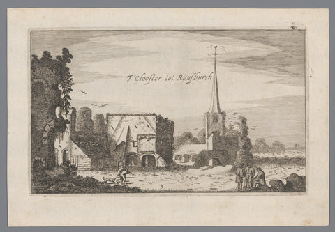 View of the church and ruin of rijnsburg abbey, Jan van de Velde (II), 1616 Canvas Print