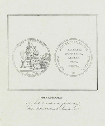 Commemorative medal on the second centenary of the Athenaeum Illustre in Amsterdam, 1832, anonymous, 1832 Canvas Print