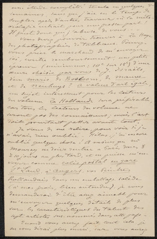 Letter to Philip Zilcken, Émile Durand-Gréville, 1898 Canvas Print