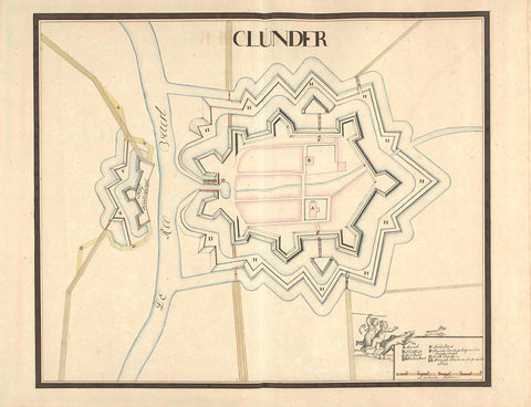 Map of Klundert, ca. 1701-1715, Samuel Du Ry de Champdoré, 1701 - 1715 Canvas Print