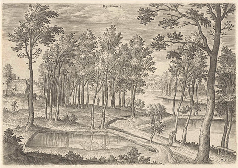 View of the ponds of La Cambra, Hans Collaert (I), 1530 - 1580 Canvas Print