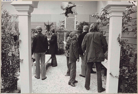 Visitors in the reconstructed Ambulacrum of the Hortus with the entrance gate in the foreground, c. 1975 Canvas Print