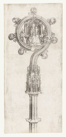 Bishop's staff with thetronth Mary with Christ Child, Martin Schongauer, 1475- 1480 Canvas Print