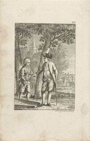 Alcimor and Philantropus discuss at the grave of Werther, Jan Evert Grave, 1787 Canvas Print