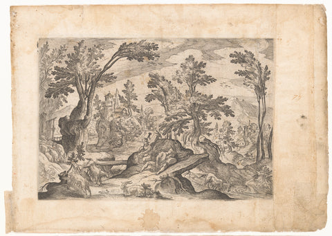 Landscape with resting shepherds, Antonio Tempesta, 1565 - 1630 Canvas Print