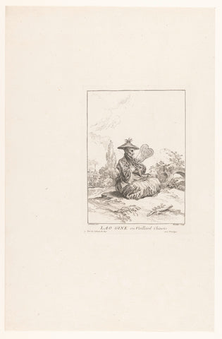 Old Chinese man, sitting in a landscape, François Boucher, c. 1731 Canvas Print