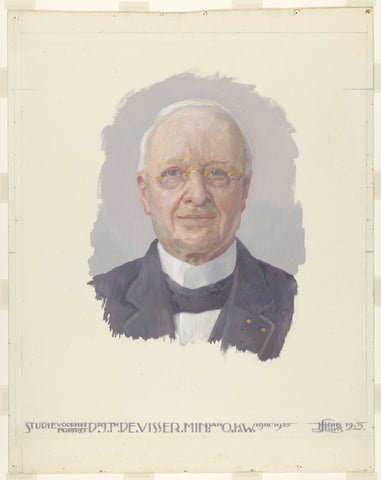 Study for the portrait of dr J.Th. de Visser, minister of O.K. and W. 1918-1925, Huib Luns, 1925 Canvas Print